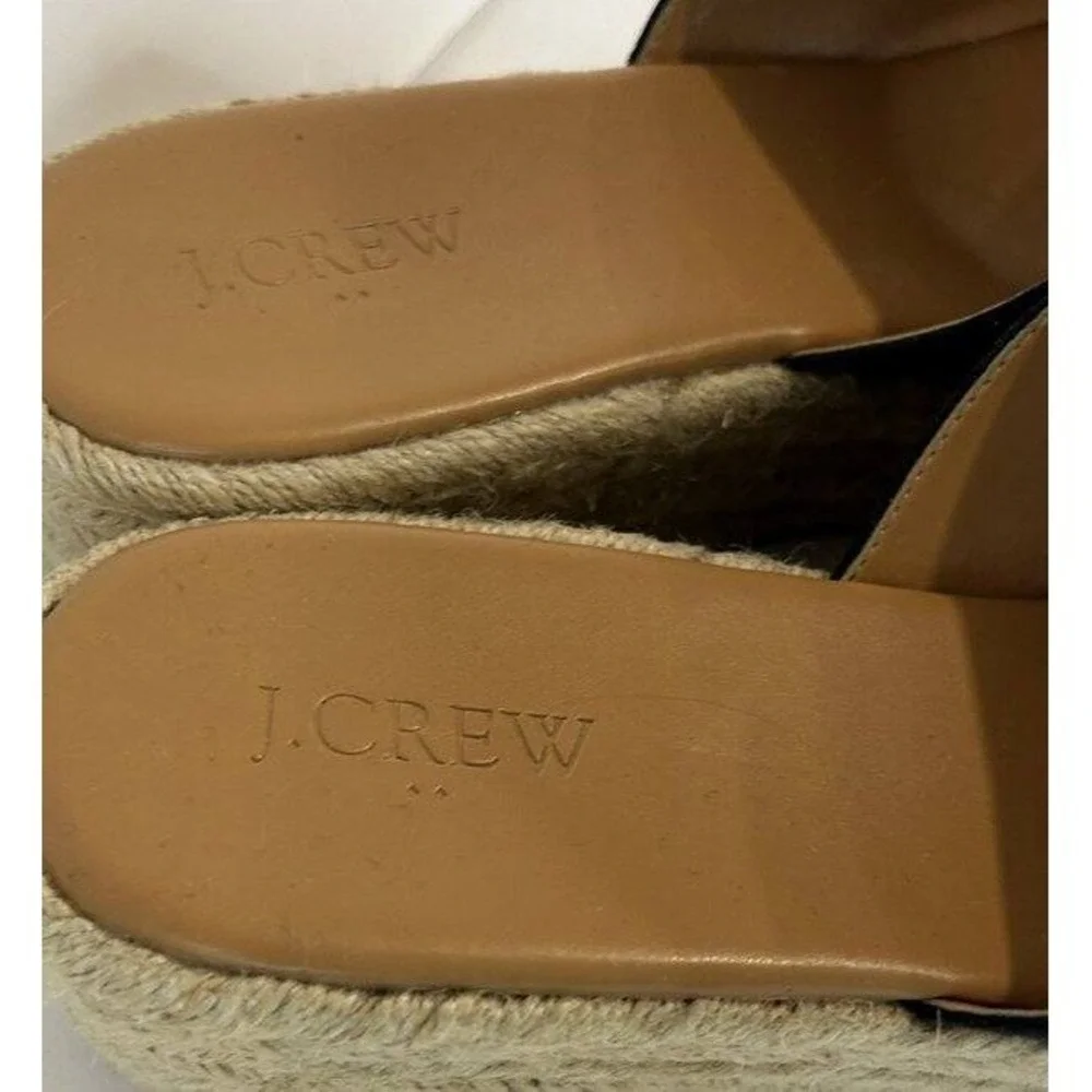 J Crew Canvas Espadrille Wedge Black Canvas Strap Mules Style AX841 Size 10.5